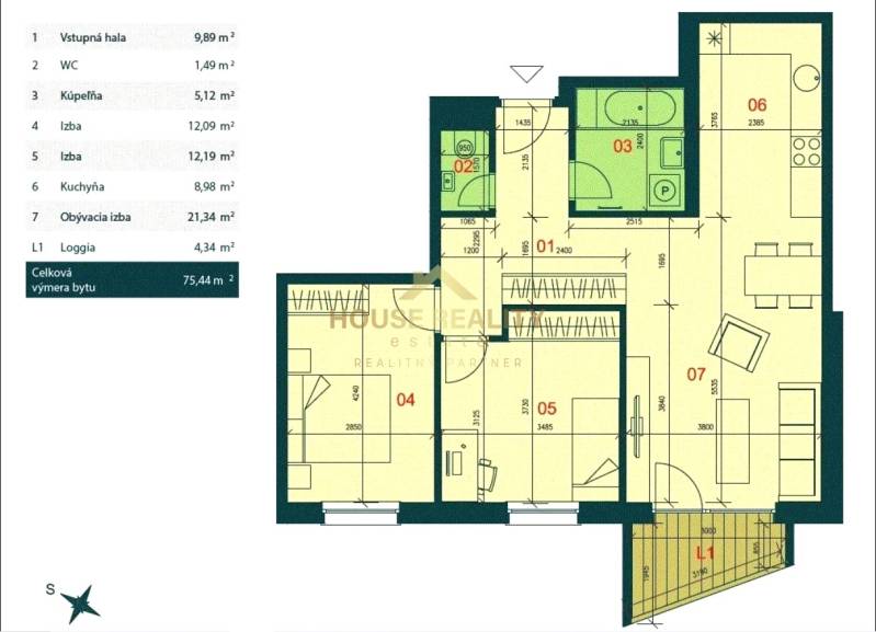 Novostavba Čerešne 3 izbový byt s parkingom, Polianky, BA IV, Dúbravka